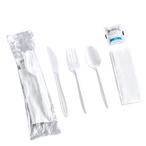 6 in 1 plastic cutlery and salt & pepper set